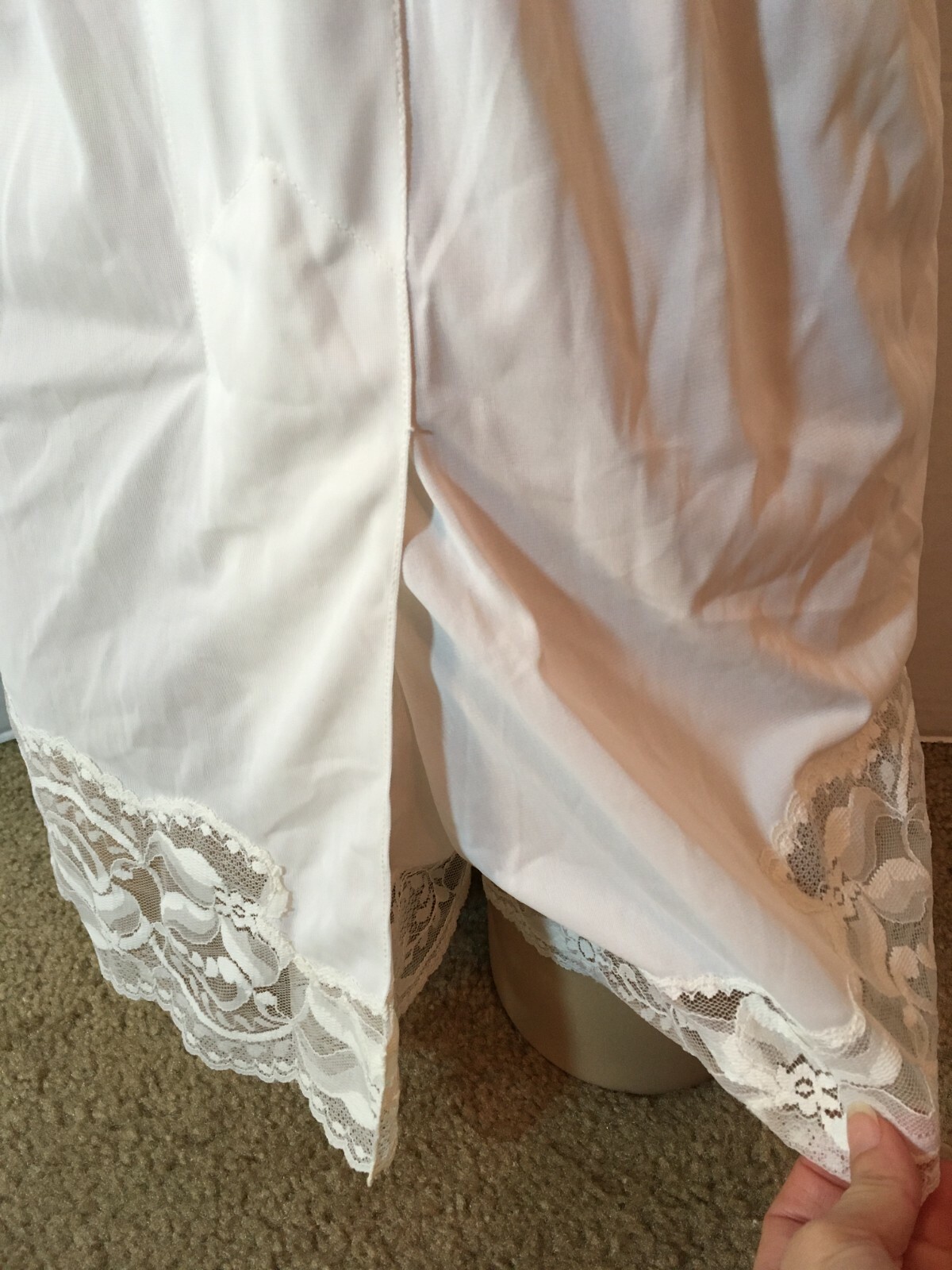 Vtg GORGEOUS LACE PANTY Semi SHEER NYLON Size Small White/Off white Fuller Cut
