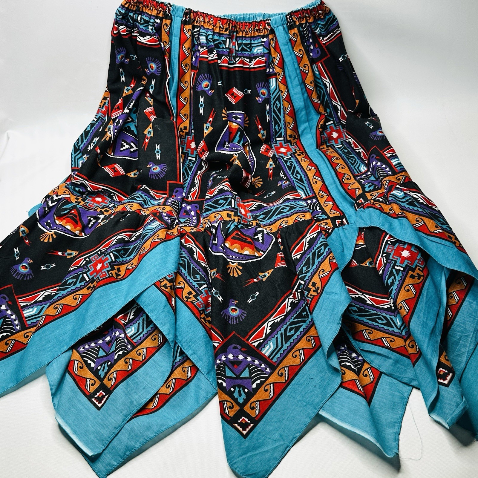Handmade OOAK VTG Native American Bandana Circle Skirt Elastic Waistband, OS