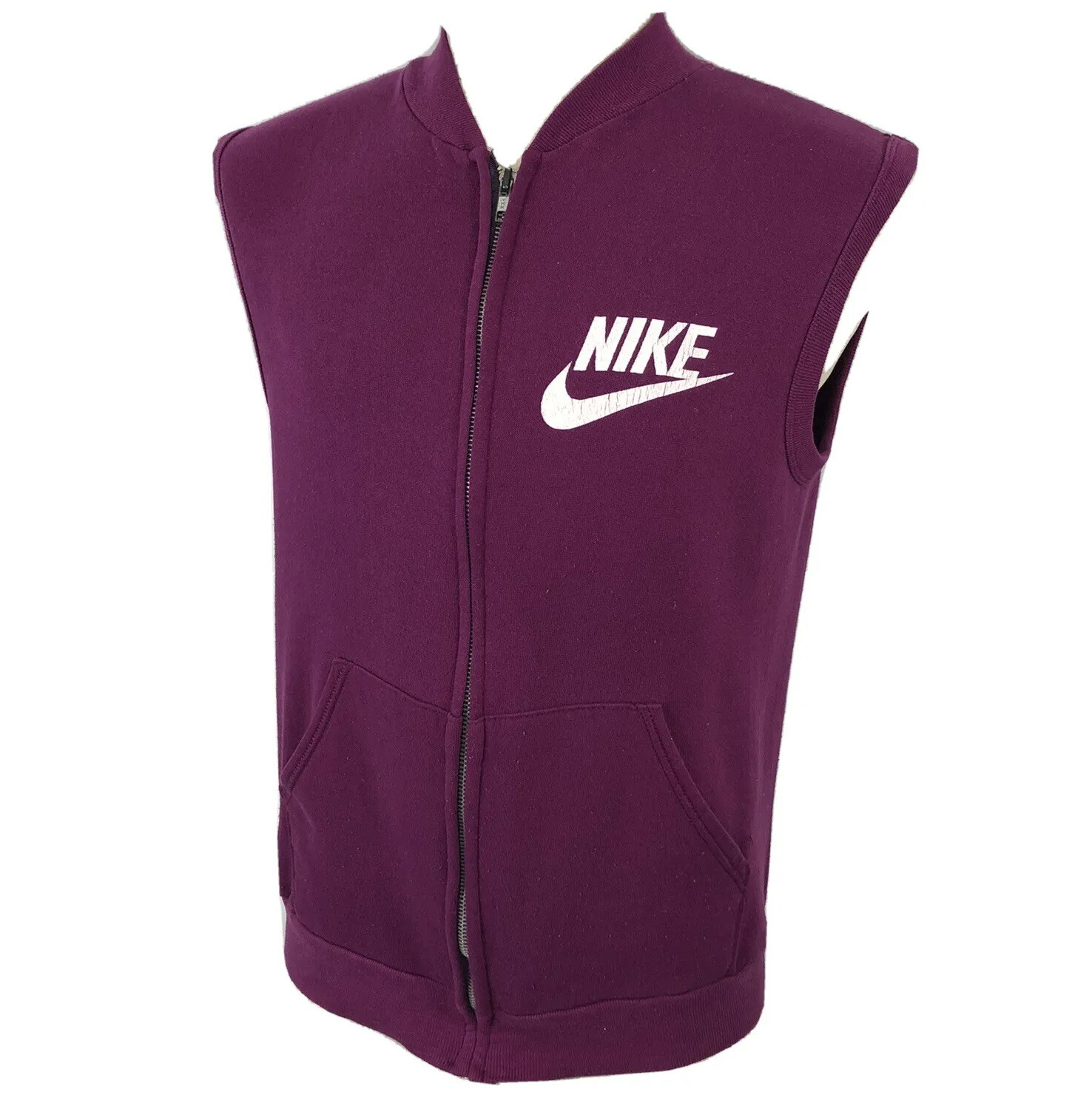 Vintage NIKE Adult S/M Full Zip Sweatshirt Vest Shirt Top Active Retro 70s 80s