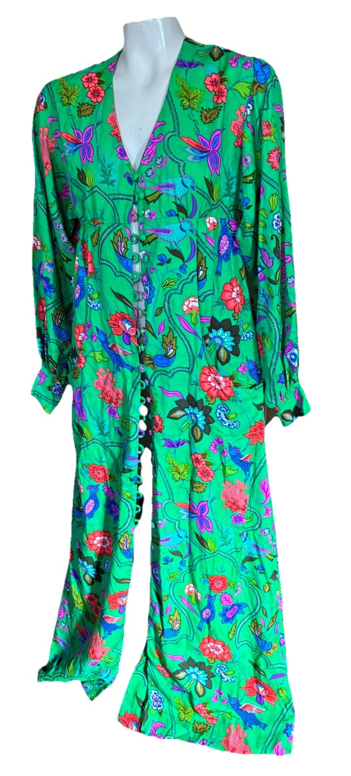 Mr Mort Stan Herman Green Psychedelic 1960 Maxi Dress Hippie Festival Designer M