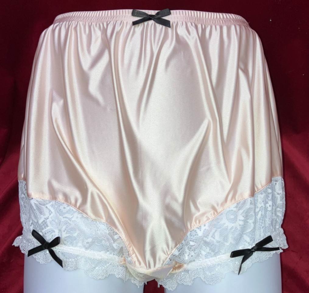2X 3X Mushroom Gusset Granny Panty Silky Nylon Satin Brief Sissy Vintage styl