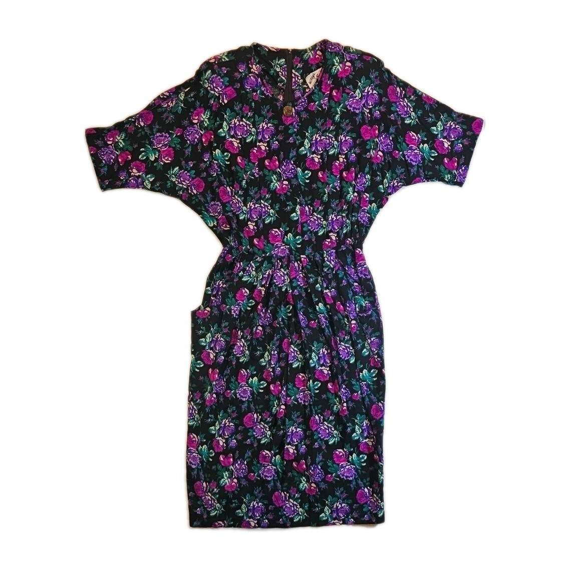 Vintage Willy’s Influence Purple Floral Midi Dress – Size 14