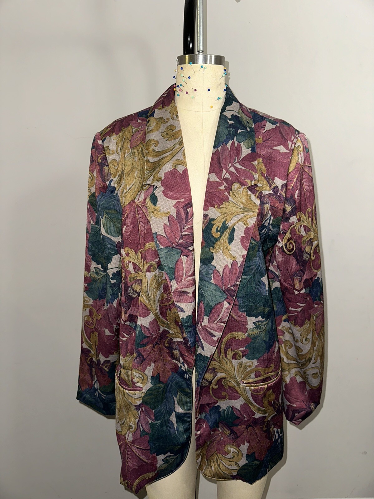 Part One Vintage 80s 90s Womens 12 Single Button Floral Career Blazer Sport Coat
