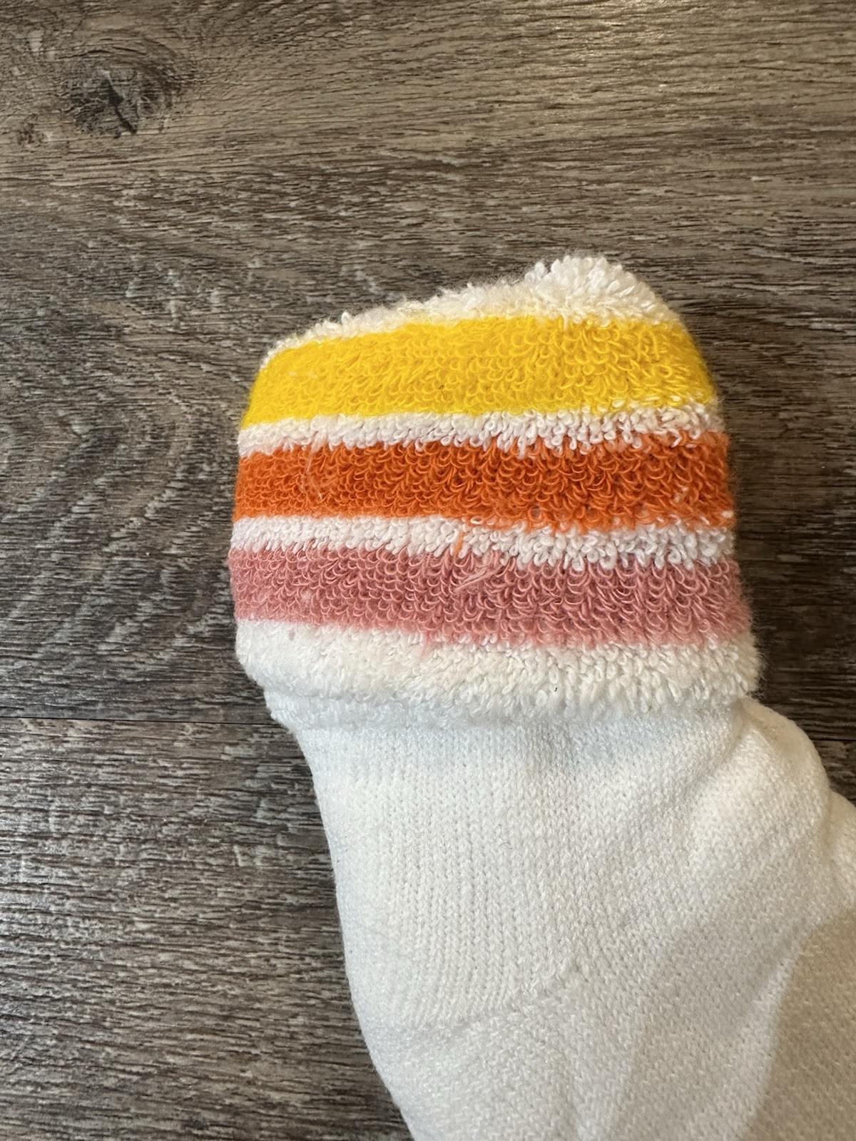 Vintage Terry Cloth Socks Womens 8.5-11 White Stripes Turn Cuff Quarter Length