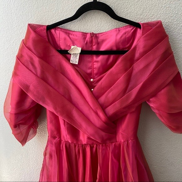 Vintage Watters & Watters pink tulle evening event prom dress gown womens 4