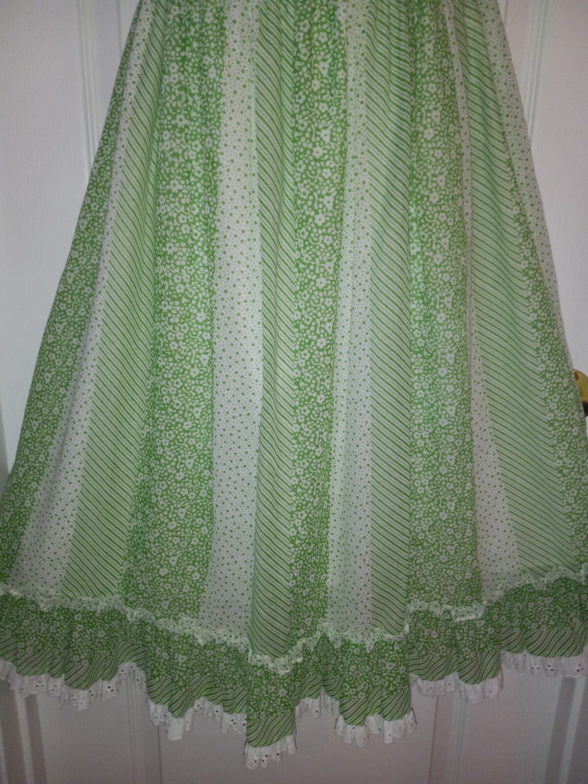 Vintage 70s Kenny Classics Green Floral Prairie Sundress Hippie Cottagecore L