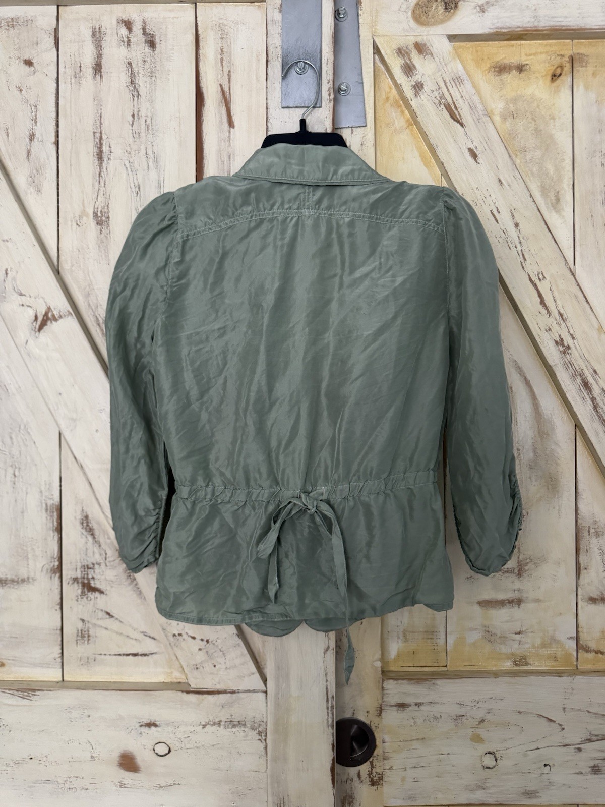 Armani Exchange Vintage Lightweight Peplum Blazer Sage Green 3/4 Sleeves M