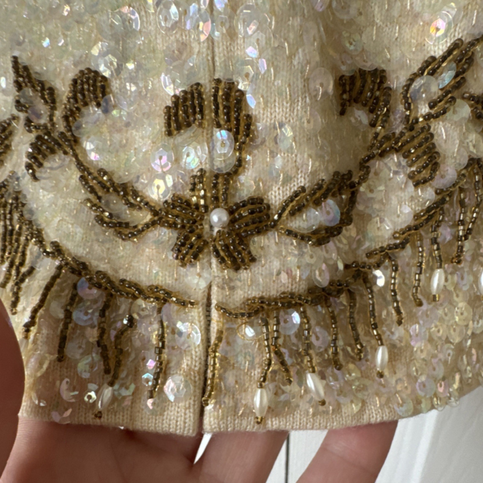 Desilu Inc. Ivory Gold Sequin Beaded Sleeveless Silk Top A.K. 4000