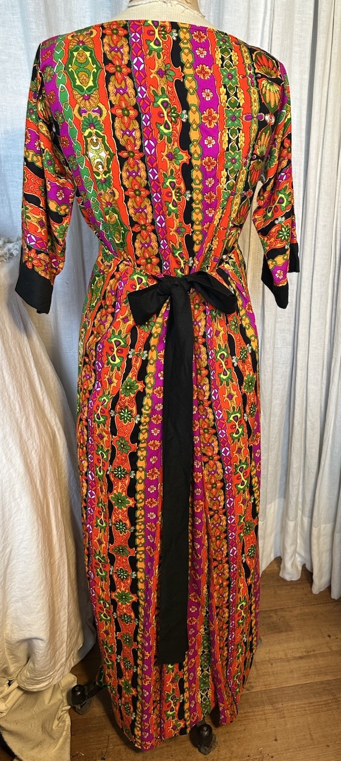 Mod Vintage Colorful Womens Long Dress Sz XS-S Pre-owned
