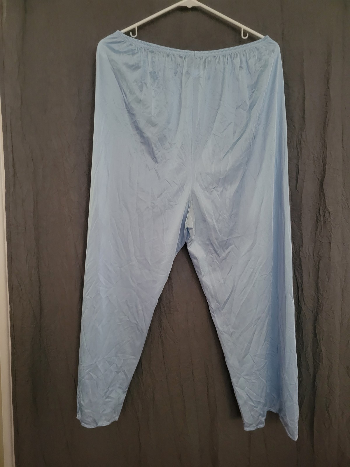 Vintage Lorraine Pajama Set 1X Blue Nylon Lace 2 Pc USA Sleepwear Womens