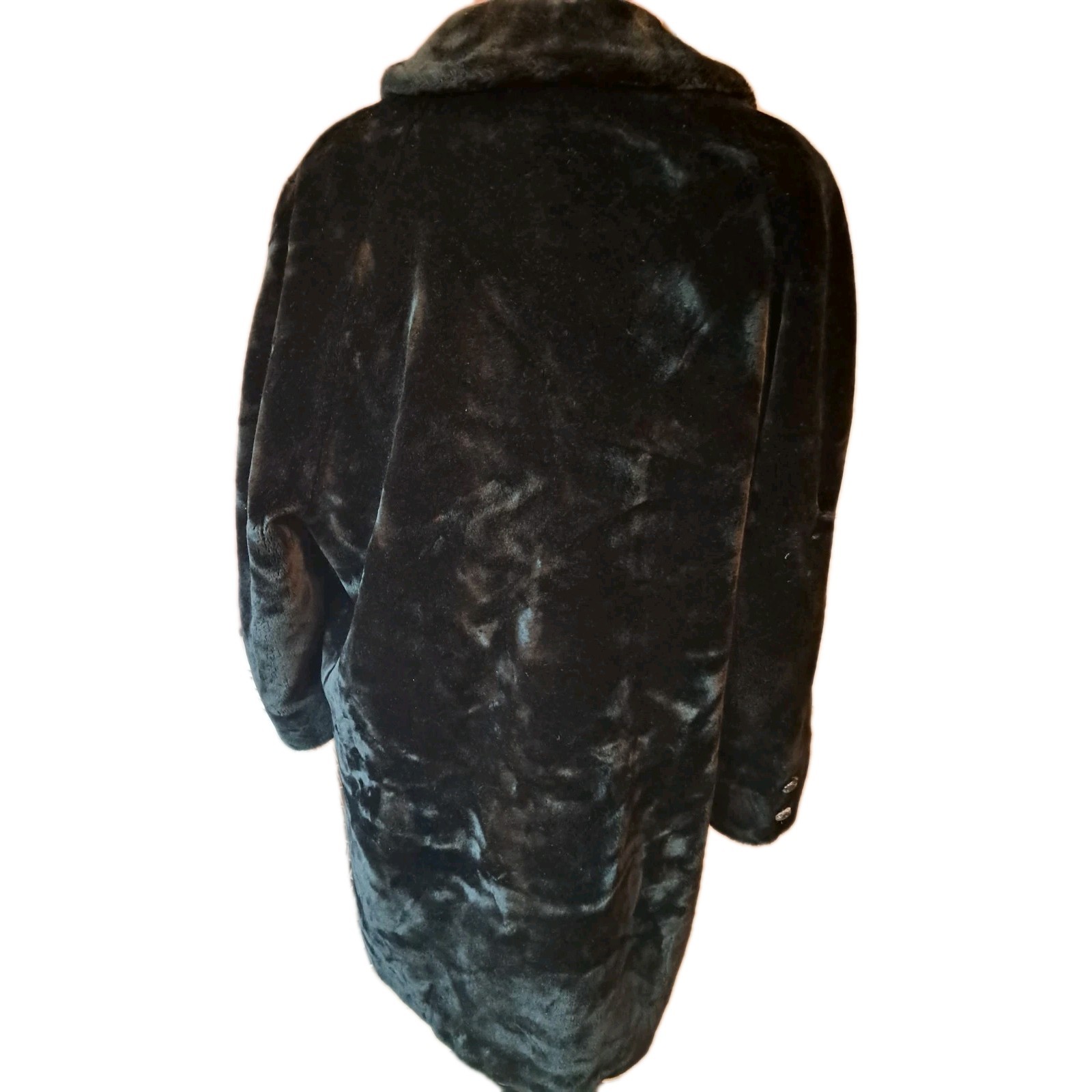 Rare Find Vintage 1960s-80s Glensea GLENOIT Black Faux Fur Mob Glam Swing Coat *