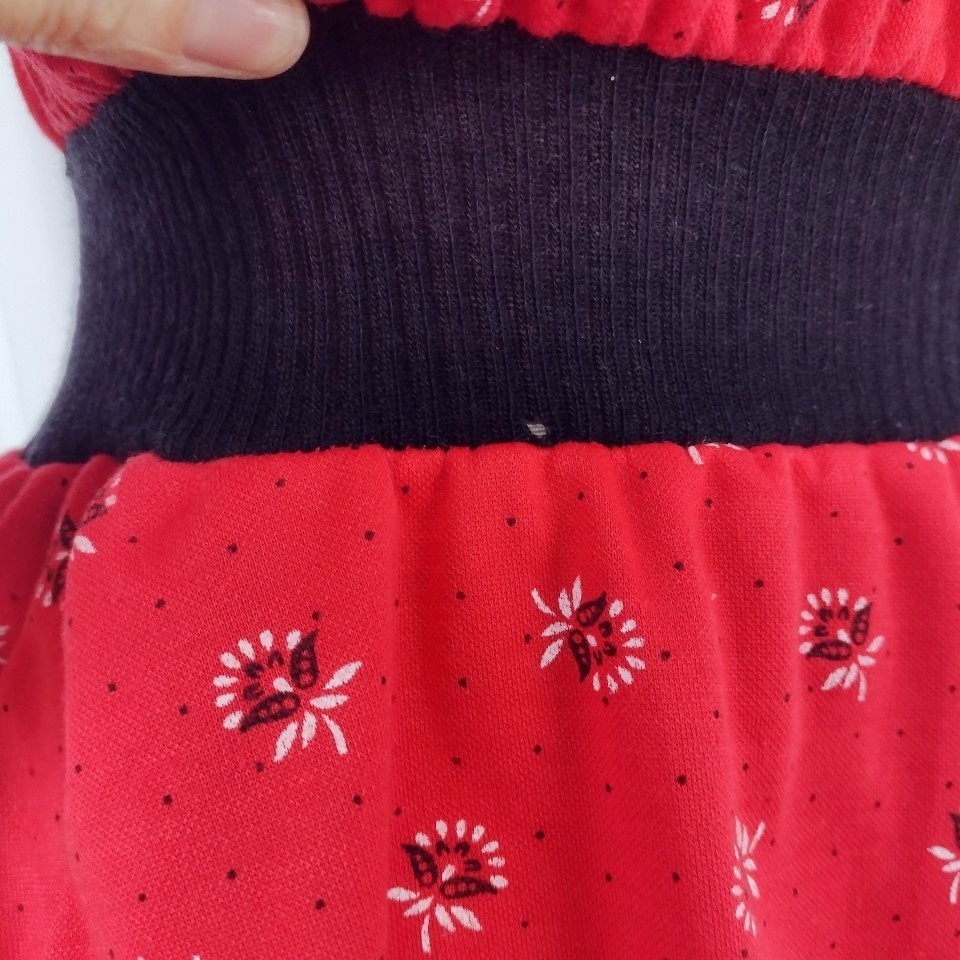 Vintage 80s/40s Dress Small Red Black Jersey Knit Peplum Dolman Sleeve