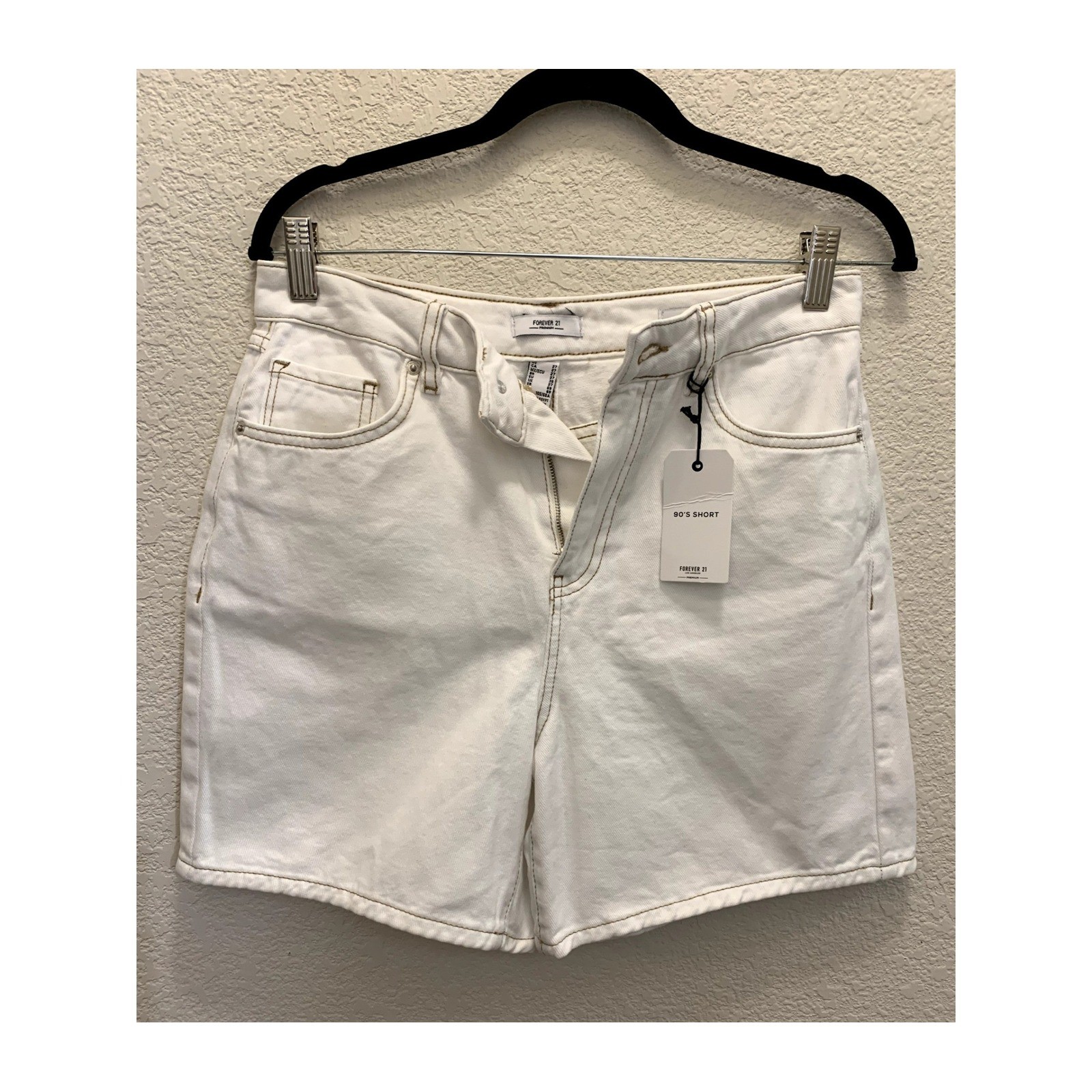 High Rise White Cotton Jean Shorts Womens Size 27 90s Loose Fit New With Tags