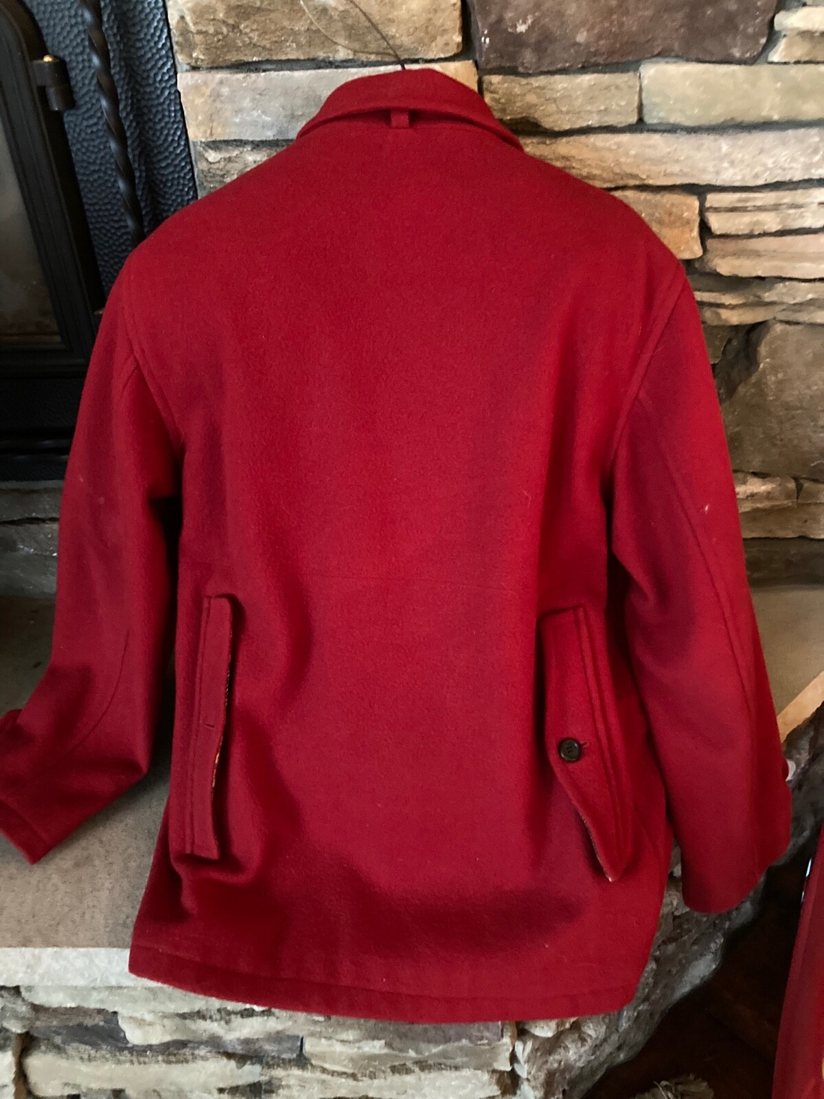 VINTAGE RALPH LAUREN RED WOOL LADIES MEDiUM ZIPPER DRAWSTRING GAME HUNTING STYLE