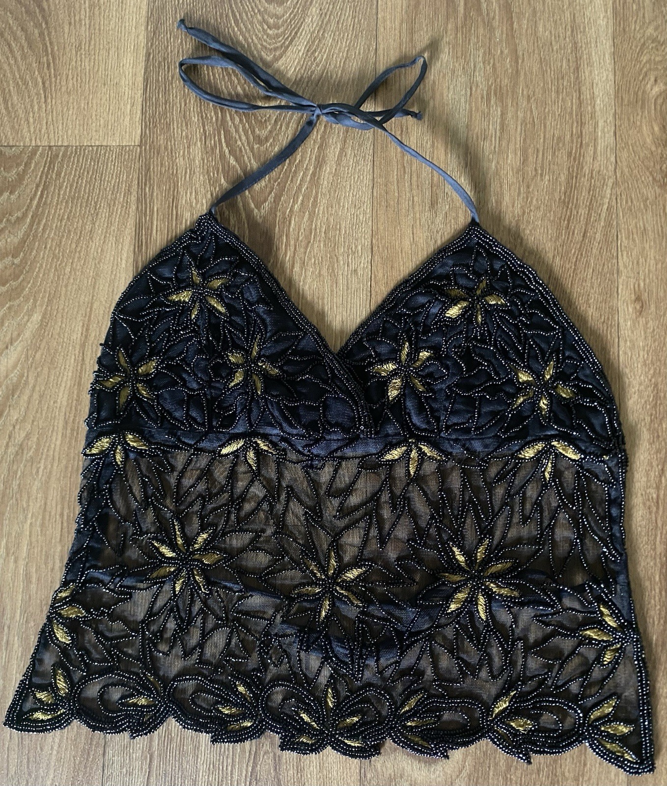 Vintage Charlotte Russe Y2K Backless Beaded Halter Top Fairycore Festivals