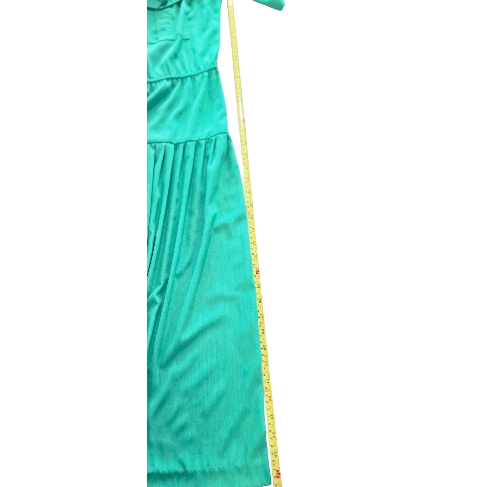 Kay Brandon Shirt Dress Size 8 Womens Green Vintage 80s Midi Tiered Short Sleeve
