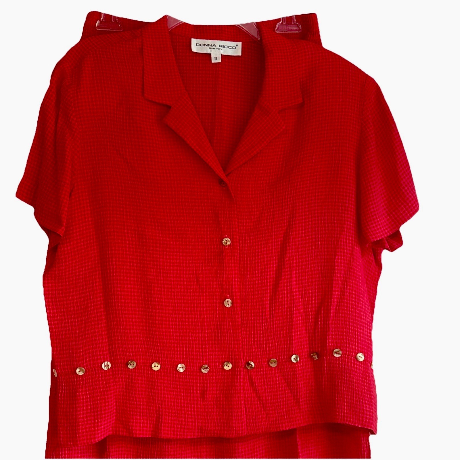 Vtg 80’s Donna Ricci Coral Red Skirt Set. Vtg Sz. 12. Midi Skirt W/side Slits.