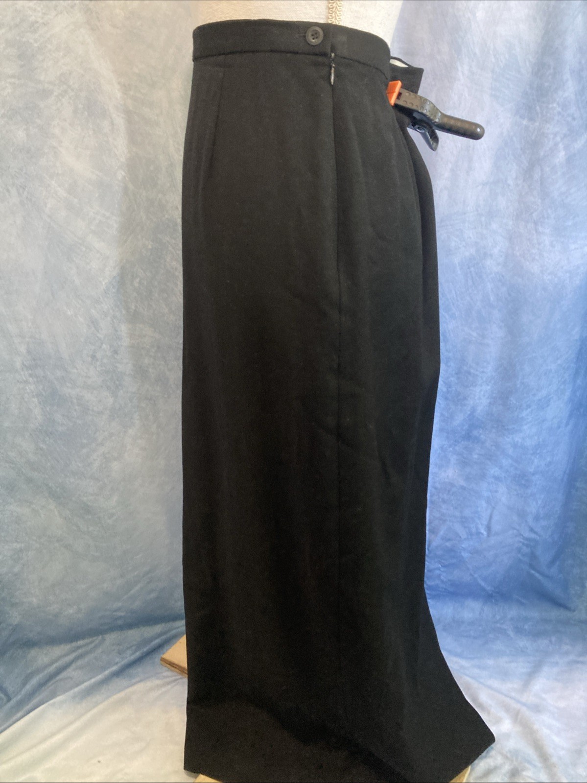 Vtg 90s Black Wool Maxi Skirt Size 8 Rena Rowan Goth Grunge Slit Dark Academia
