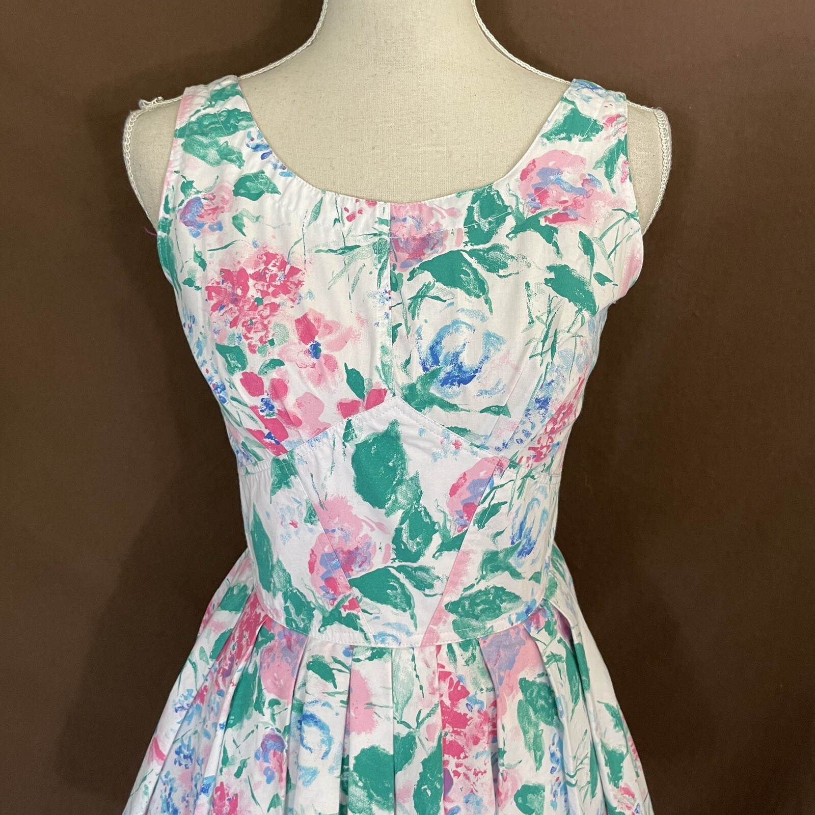 VTG 80’s Summer Peplum Dress 5/6 Floral Cottage Core Womens