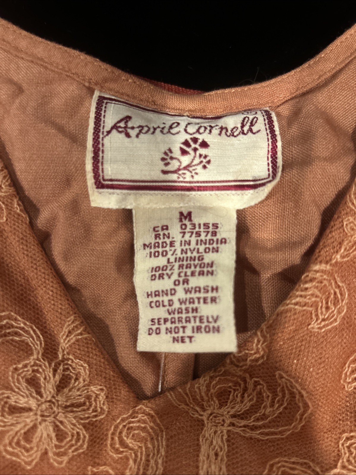 Vintage April Cornell Anastatia Dress Pink & Orange & Red Lace Perfect For Fall