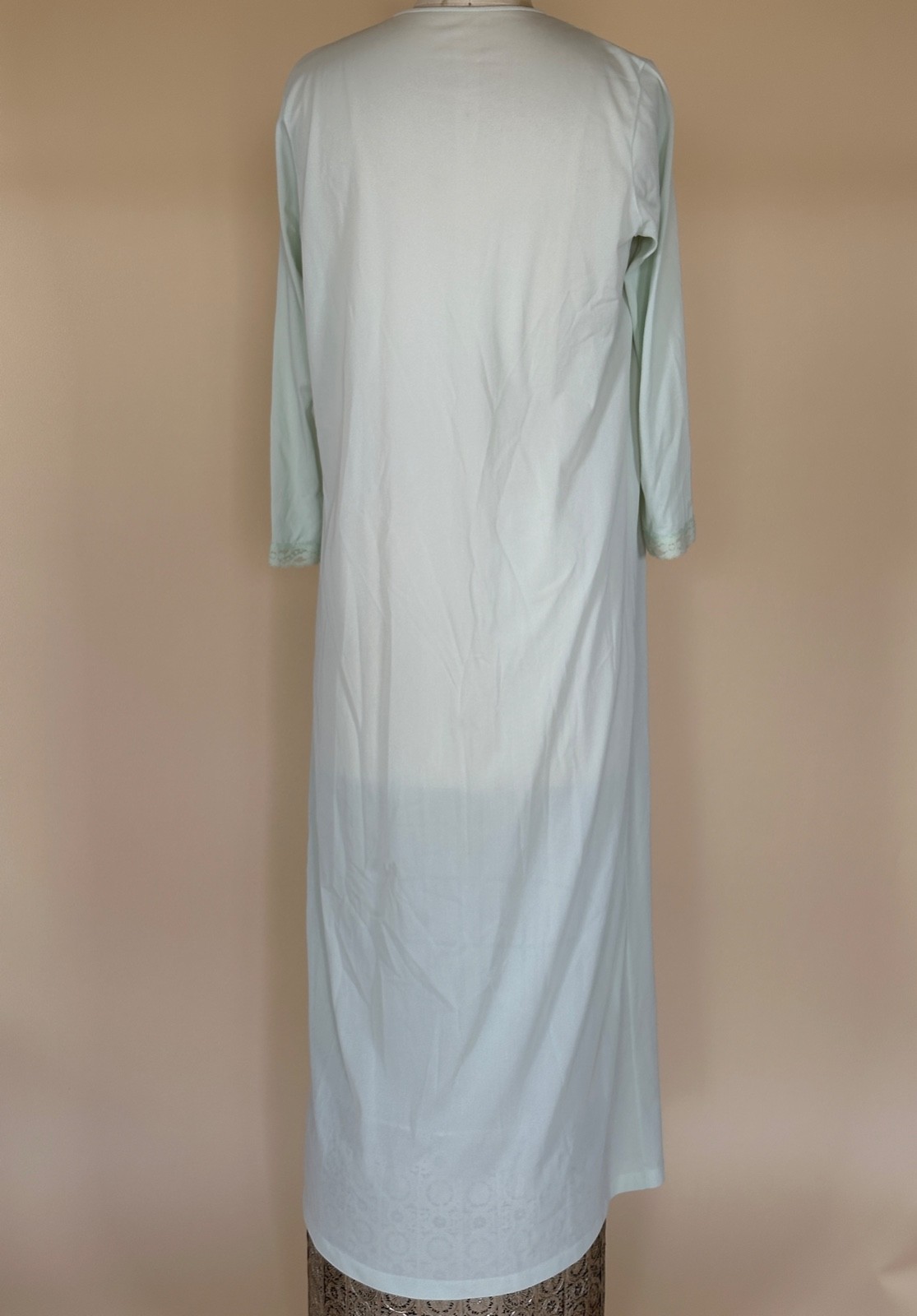 Vintage 70s Sears Floral Mint Long Night Gown Size 32-34 Made in USA