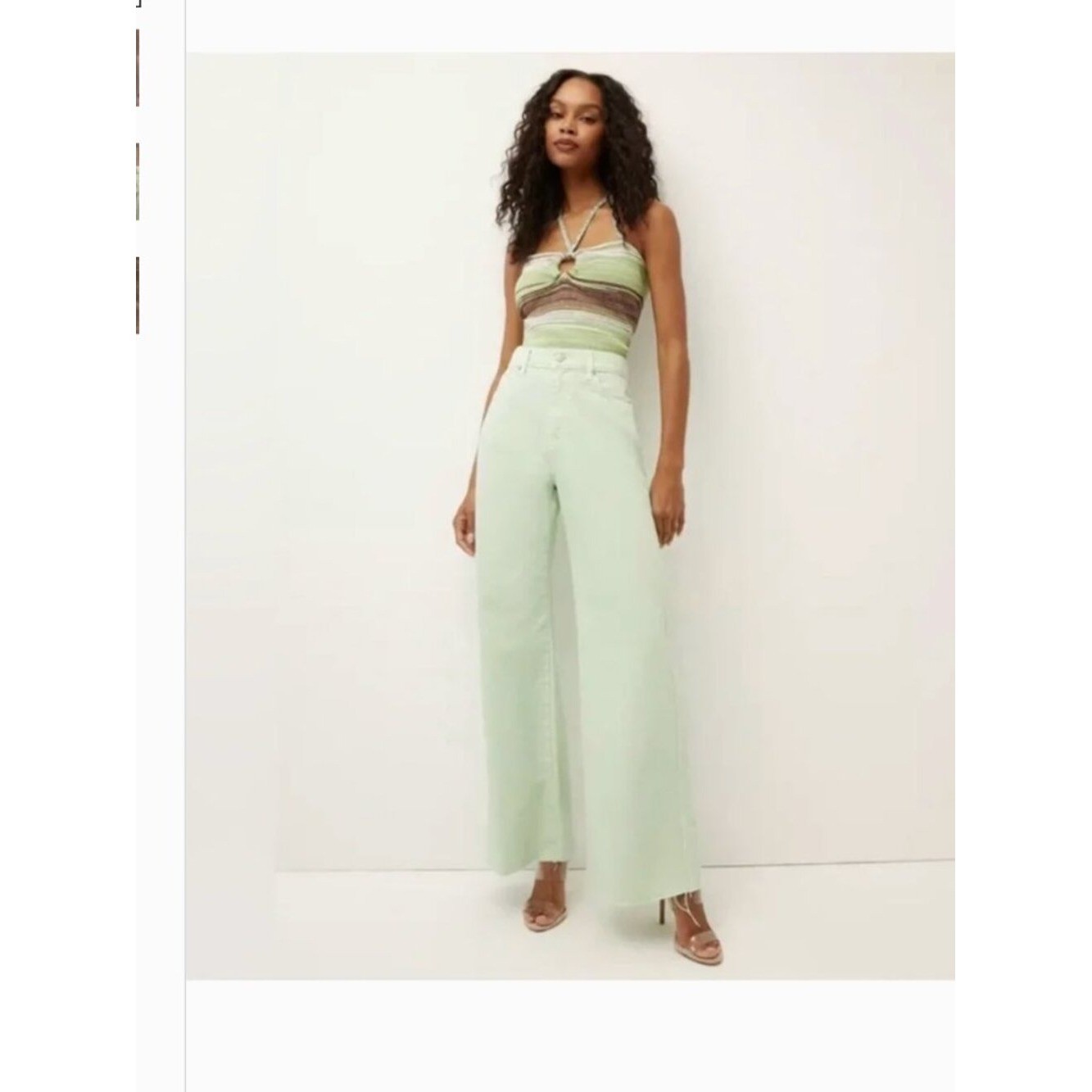 VERONICA BEARD Taylor Pistachio Green Wide Leg High Rise Jeans size 26