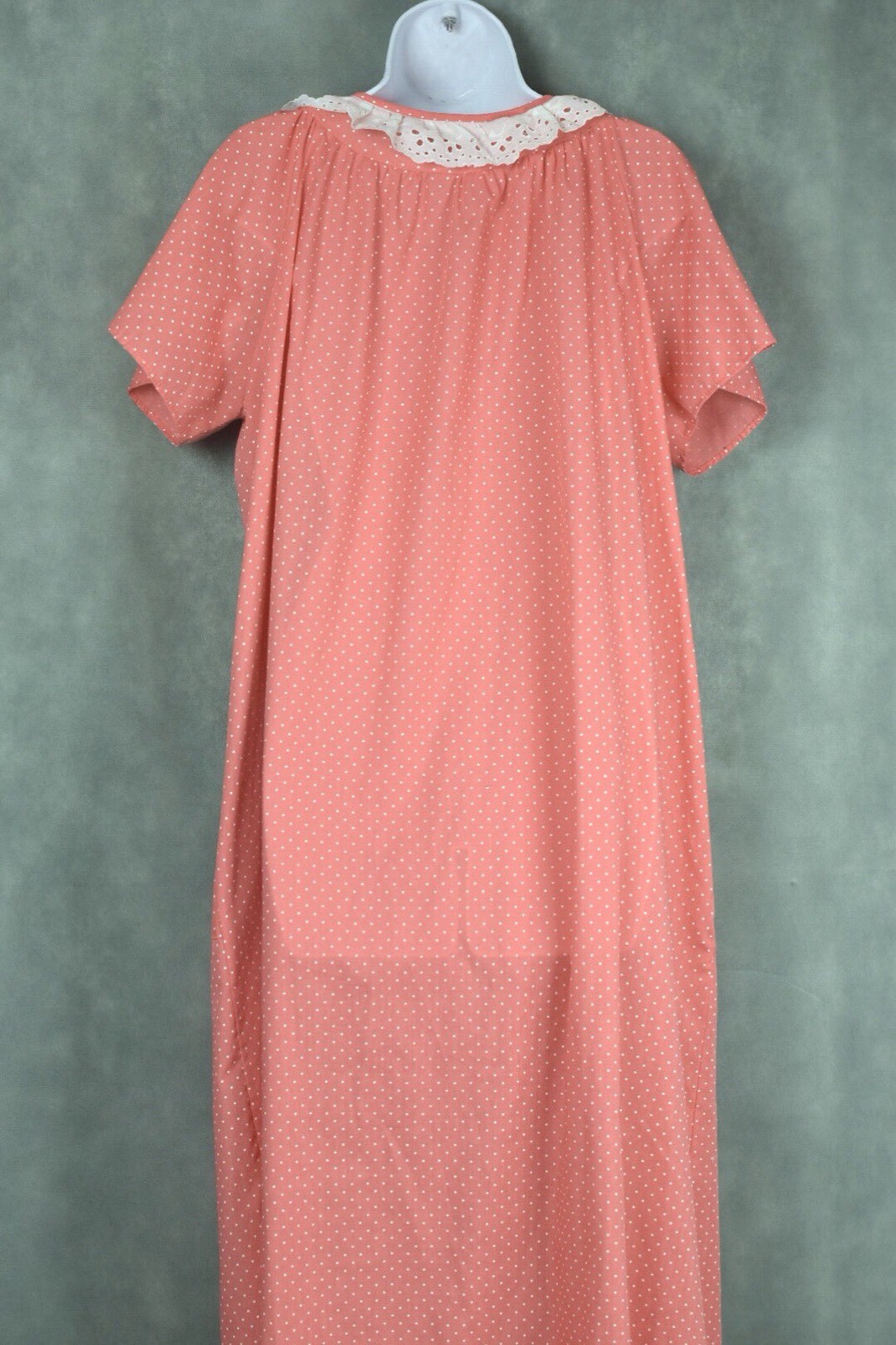 Vtg 70s It’s A Charm Nightgown Pink White Polka Dot Size Medium