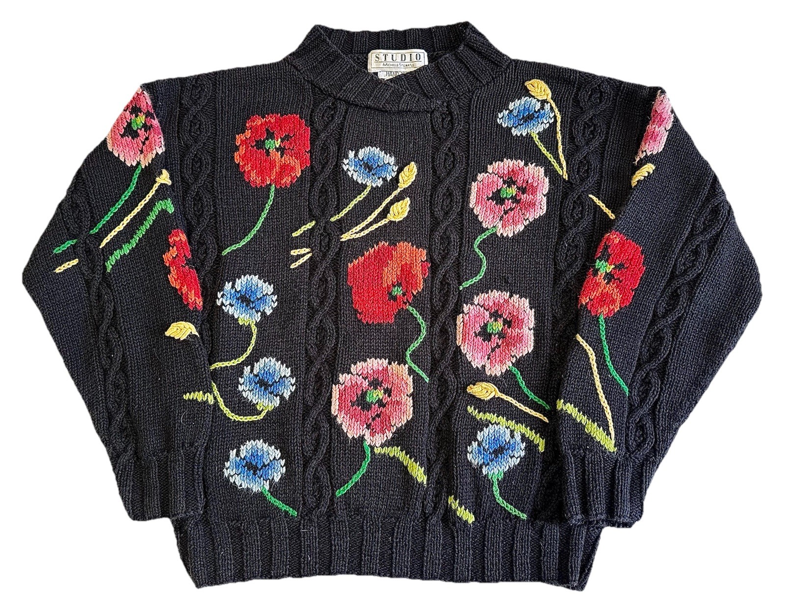 WOMENS VINTAGE HAND KNIT SWEATER SIZE LARGE MADE BY STUDIO MICHELLE STUART