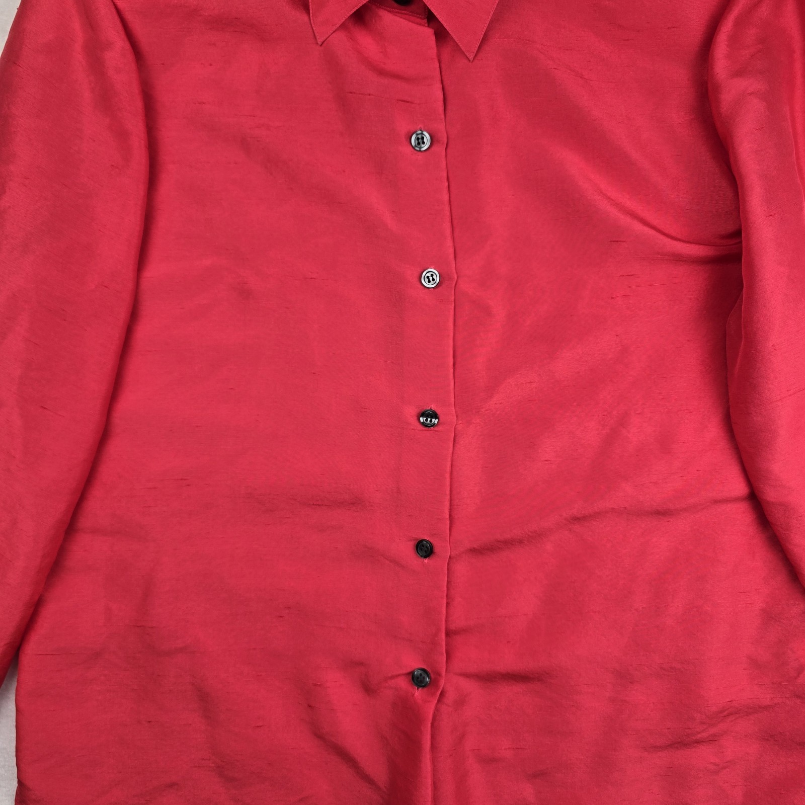 Vintage Joan Leslie Silk Blouse 14 Pink Fuchsia Long Sleeve Button-up Grannycore