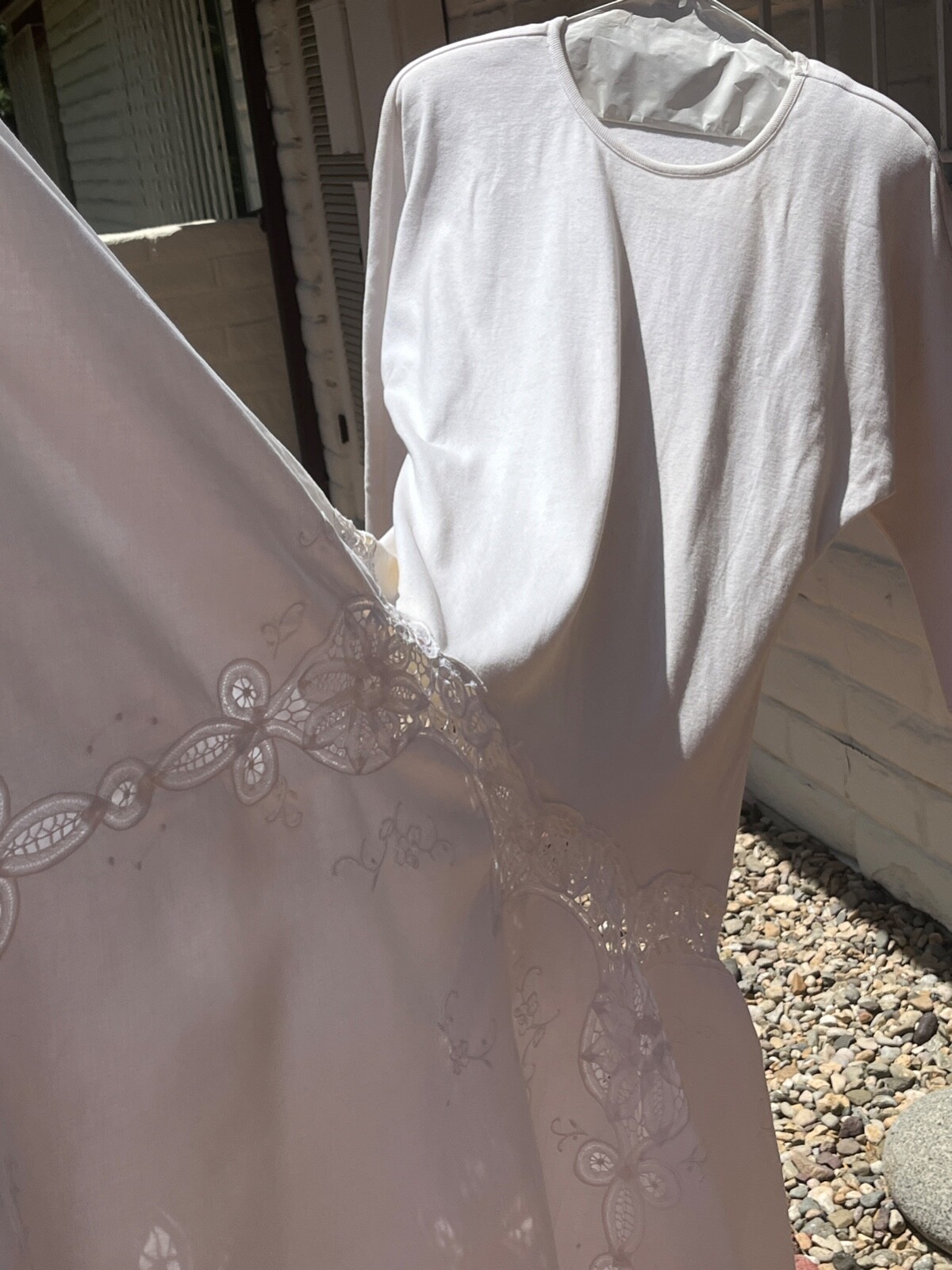 VTG 70s/80 G.Y.M. California 100% Cotton/Linen Imported Lace Ivory Maxi Dress