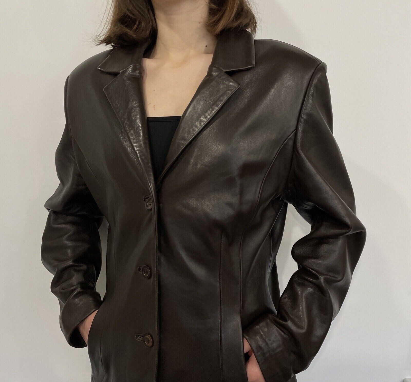 Vintage Versace Classic V2 Leather Brown Blazer Jacket Size 2XL