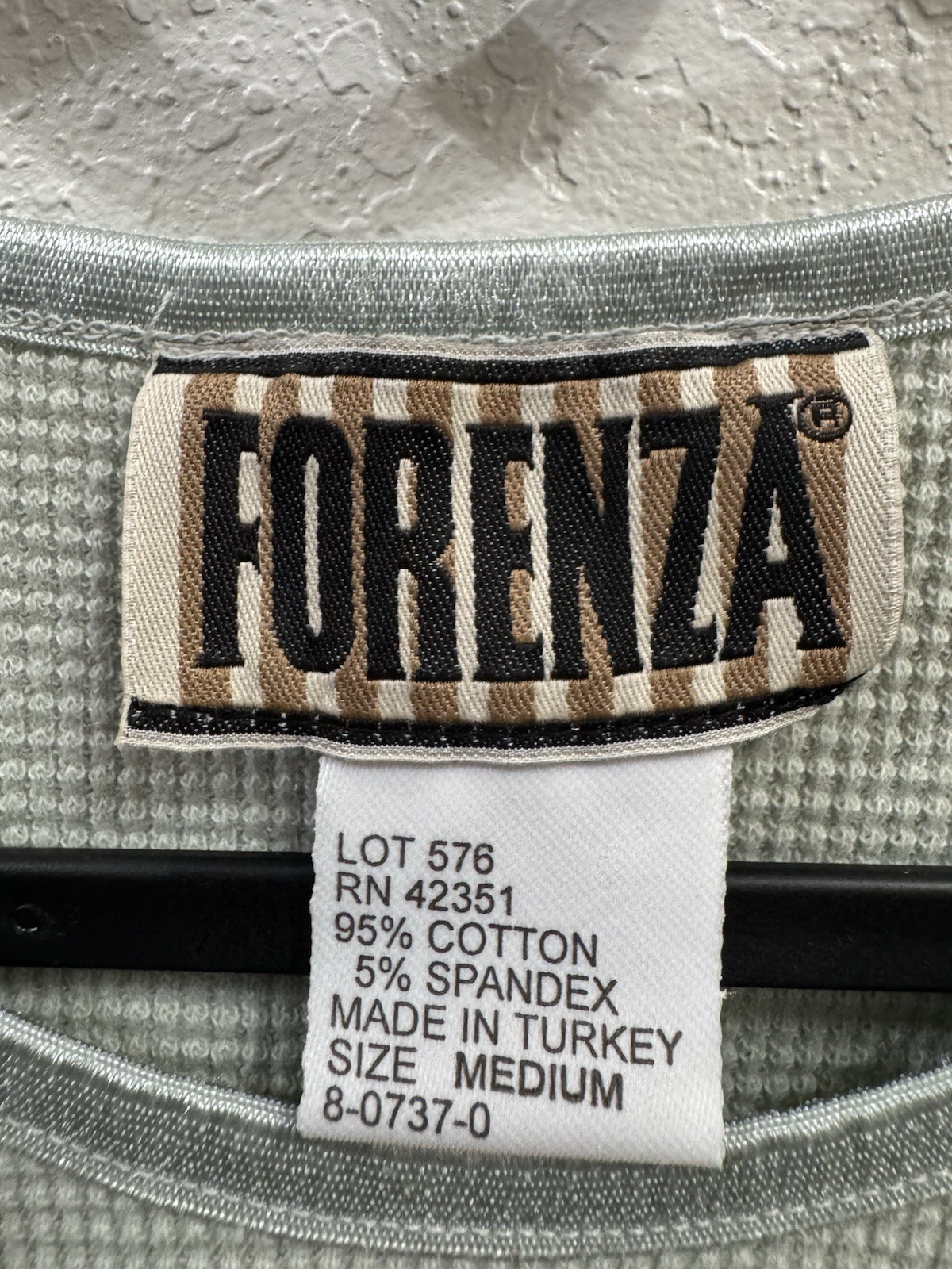 VTG Forenza Sage Green Waffle Knit T Shirt Womens Medium Cotton Blend Y2K M