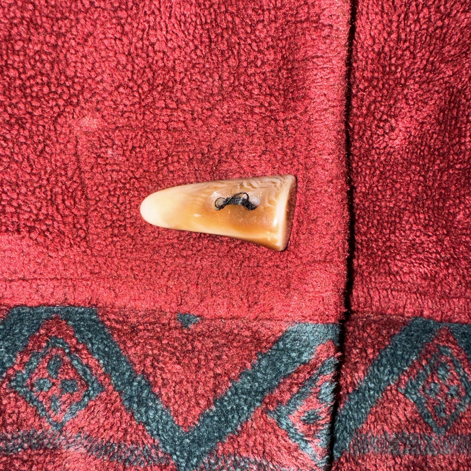 Vtg Mulberry Street Fleece Jacket Burgundy Southwestern Toggles Warm Women’s M