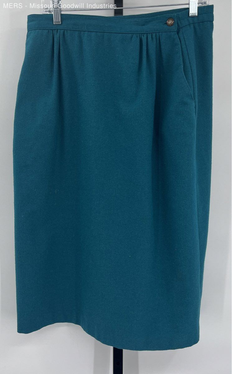 Country Suburbans Women’s Teal Solid Vintage Skirt Classic Style 16 USA Made