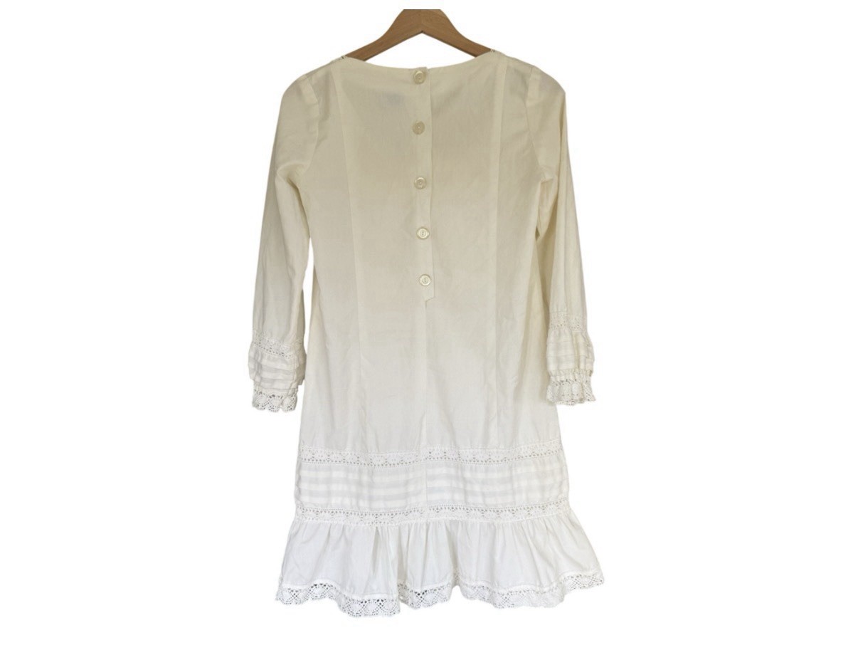 Vintage Cottagecore Windward Shop Montauk Ivory Prairie Dress M Lace Pintuck