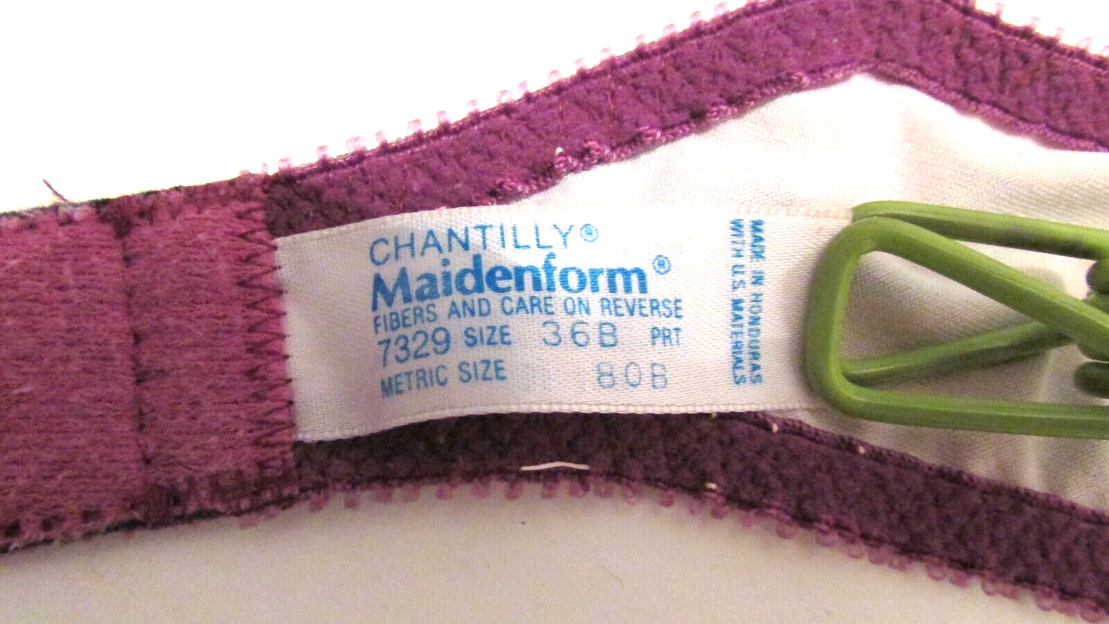 Maidenform Chantilly 7329 Floral Print Silky Satin Purple Lace Underwire Bra 36B