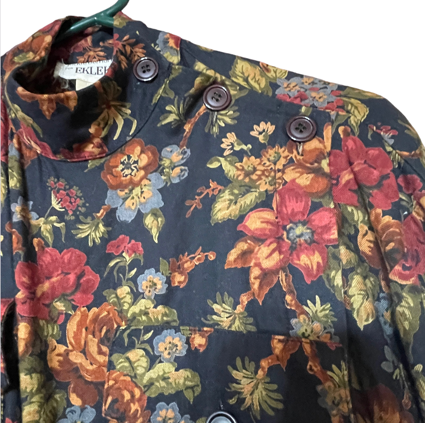 Vintage 80s Viscose Black Floral Dress By Jackie Bernard For Eklektic Size 4