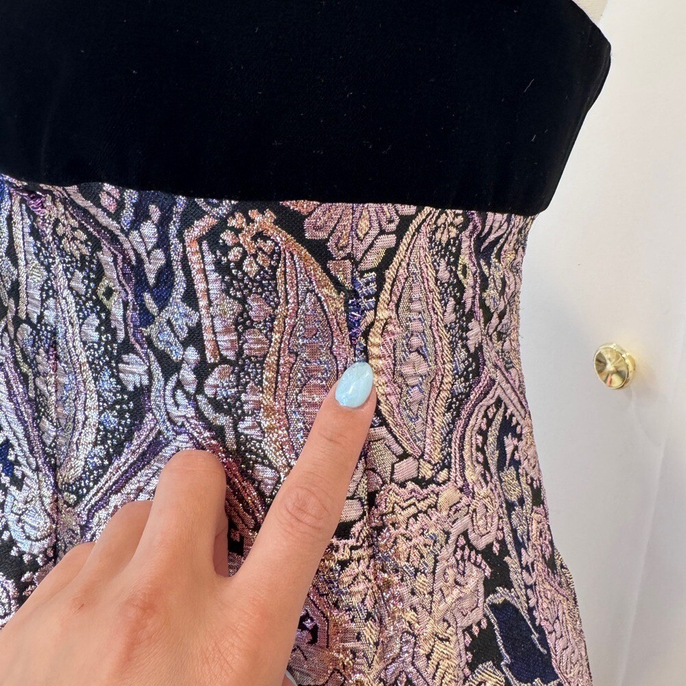 1980s Rare Eugene Alexander Velvet Metallic Gown Dress