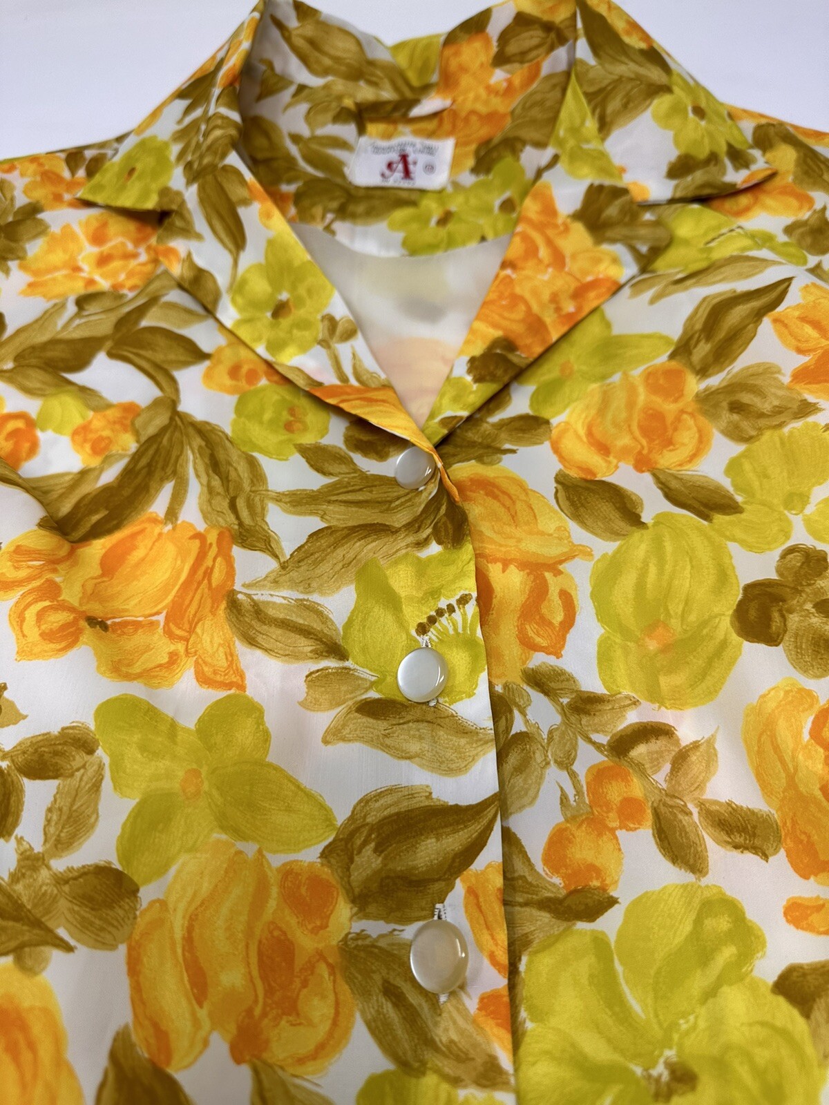 Vintage Ca 1960s sleeveless yellow lemon colors belt multicolor nylon dress