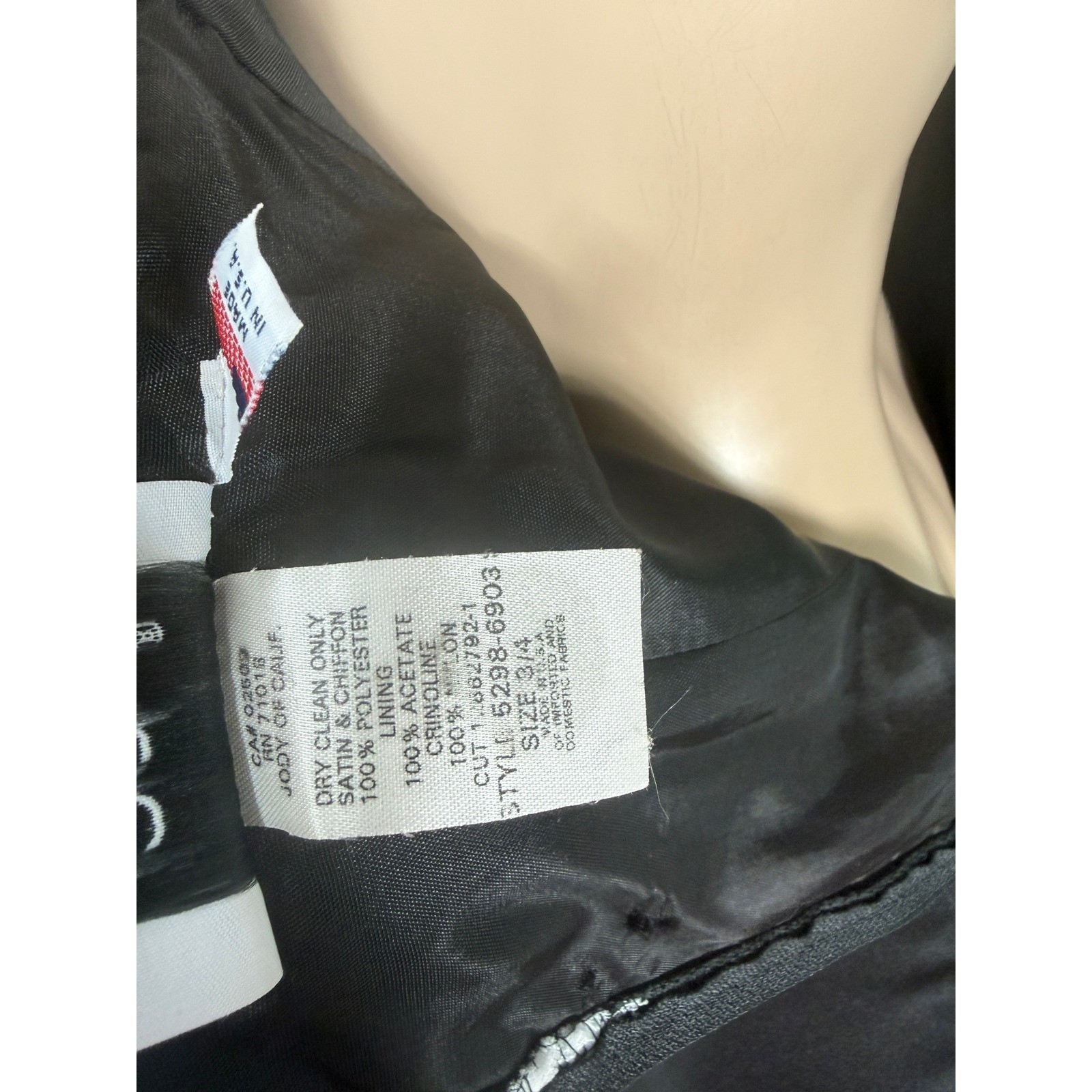 Vintage Y2K Jody California Dress 3/4 Prom Satin Formal Evening Train Bow T20