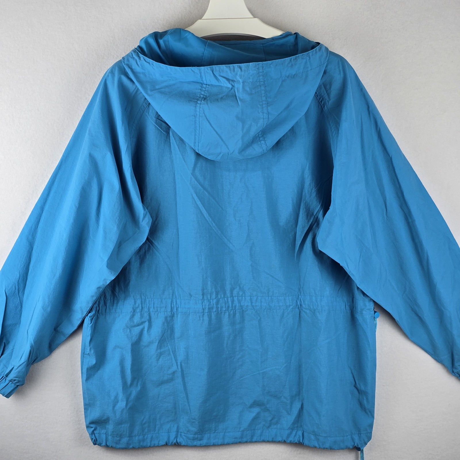 Eddie Bauer Windbreaker 1/4 Zip Pullover Jacket Sz L Y2K Nylon Teal Pink Retro