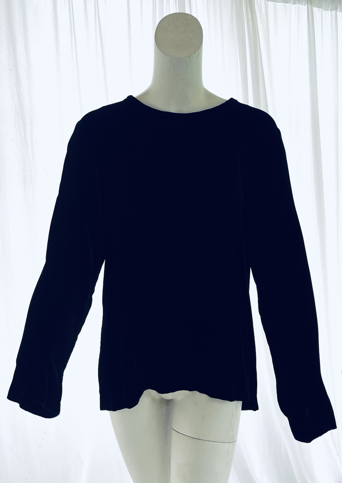 Comme Des Garcons Vintage 1980s Silky Black Velvet Tunic Top Size M Excellent