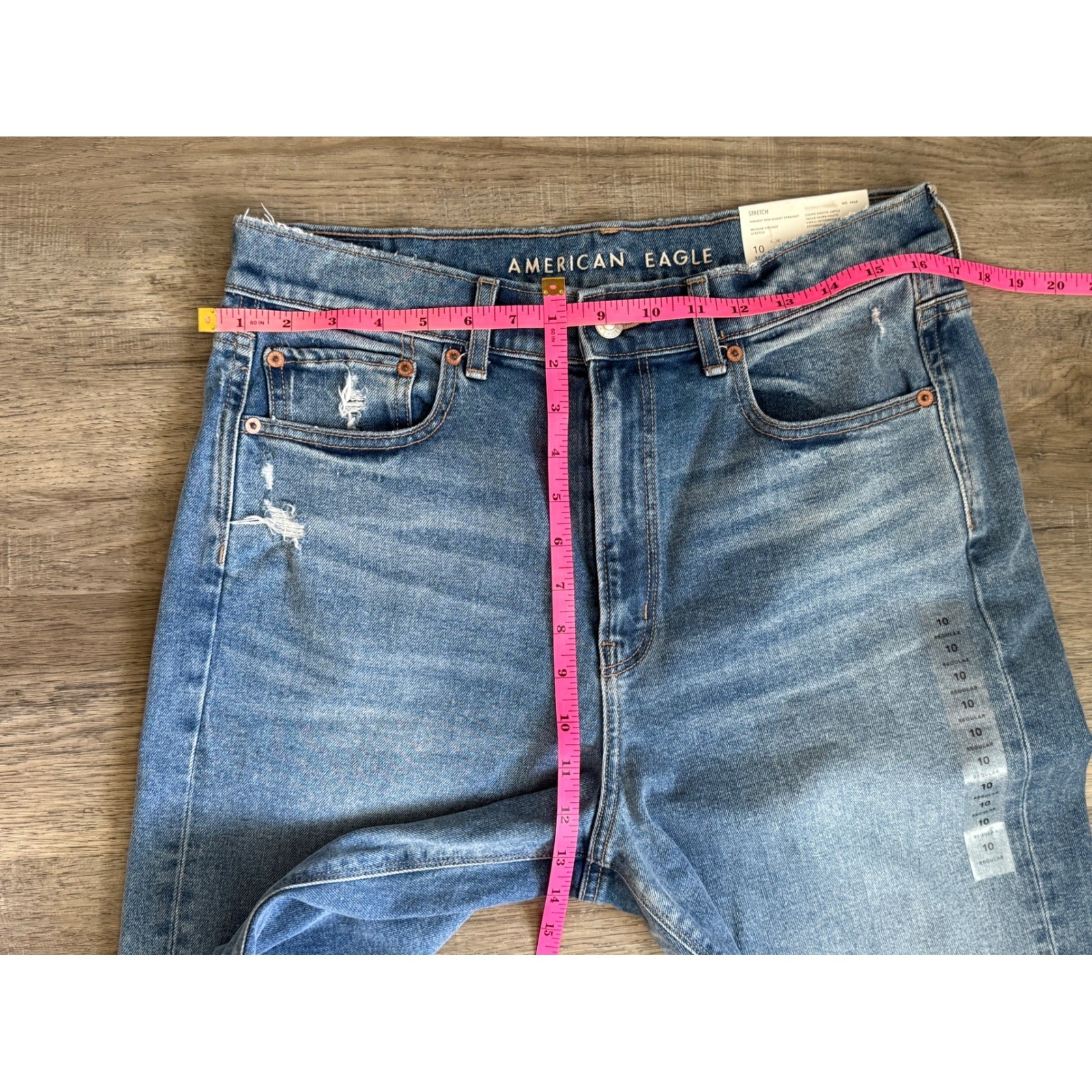 American Eagle Highest Rise Baggy Straight Jeans 10 NWT Medium Wash 90s