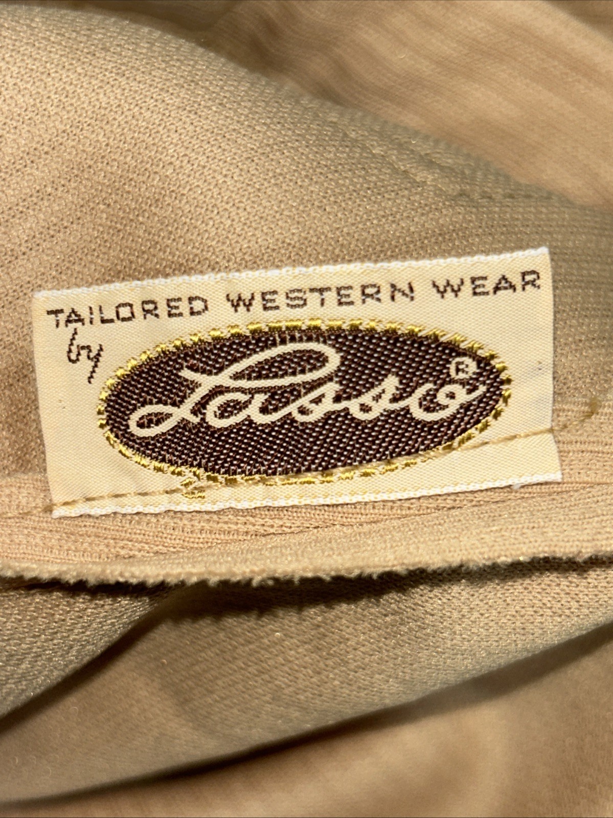 VTG Lasso Western Wear Pants 70s Tan/Beige Knit Flare Bell Bottom Cowgirl Rodeo