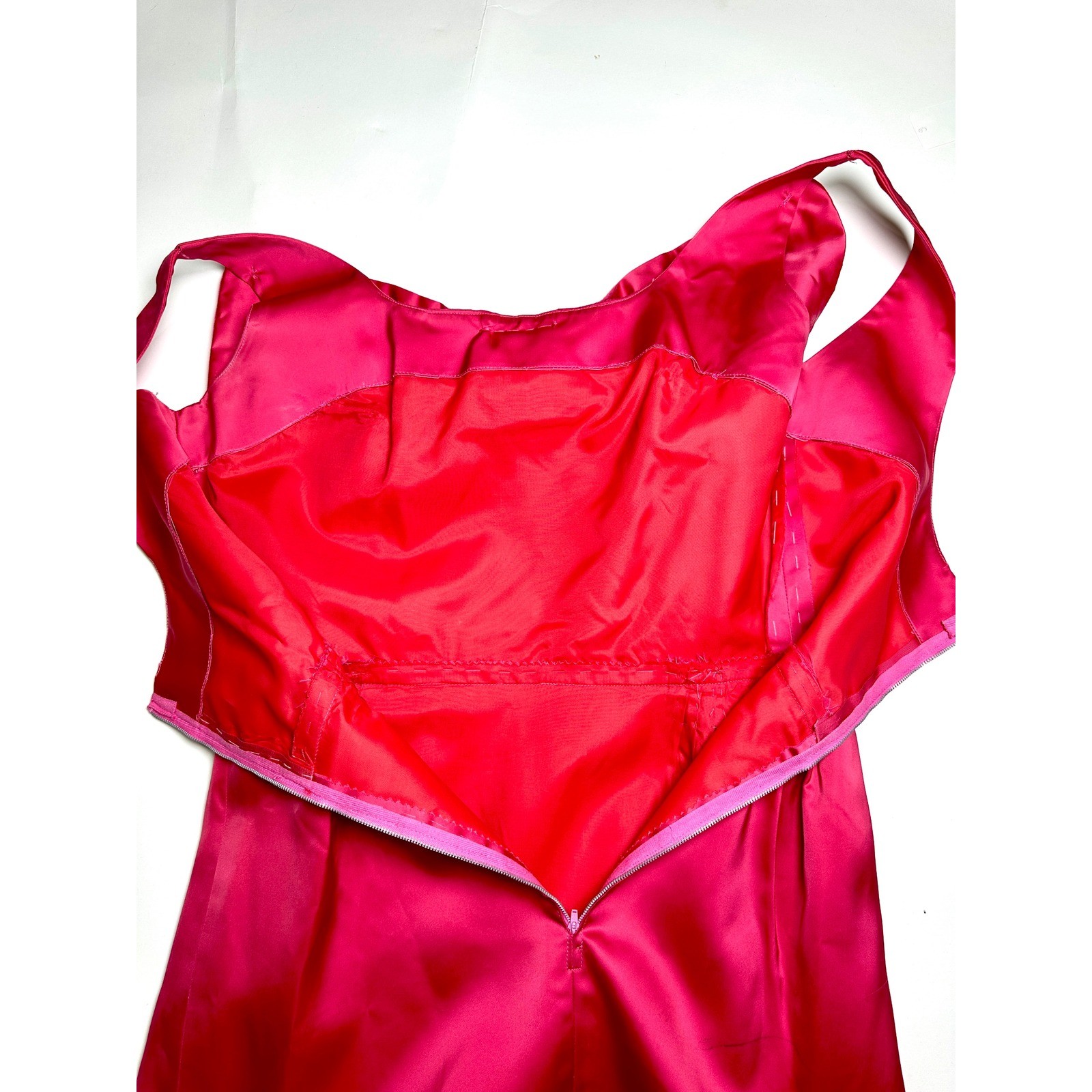 Vintage 1950s Hot Pink Marilyn Monroe Style Gown Oversized Velvet Bow Maxi Dress