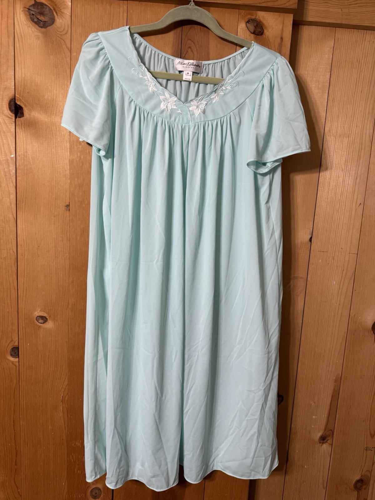 VTG Miss Elaine Sea-foam Green BUTTER SOFT Nylon Nightgown Women’s Medium NWOT