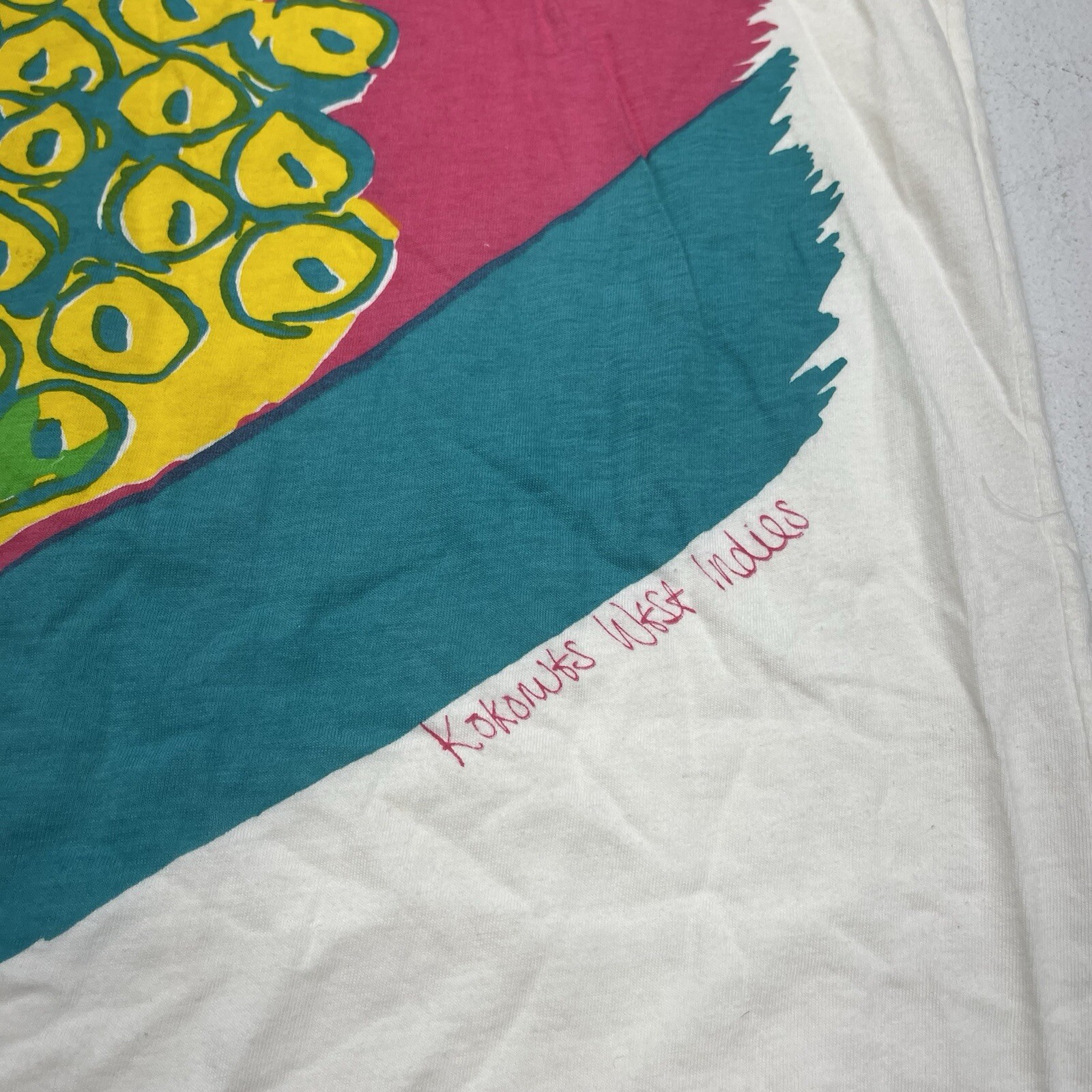 Vintage Kokonuts White Antigua West Indies Short Sleeve T Shirt Women’s Size OS