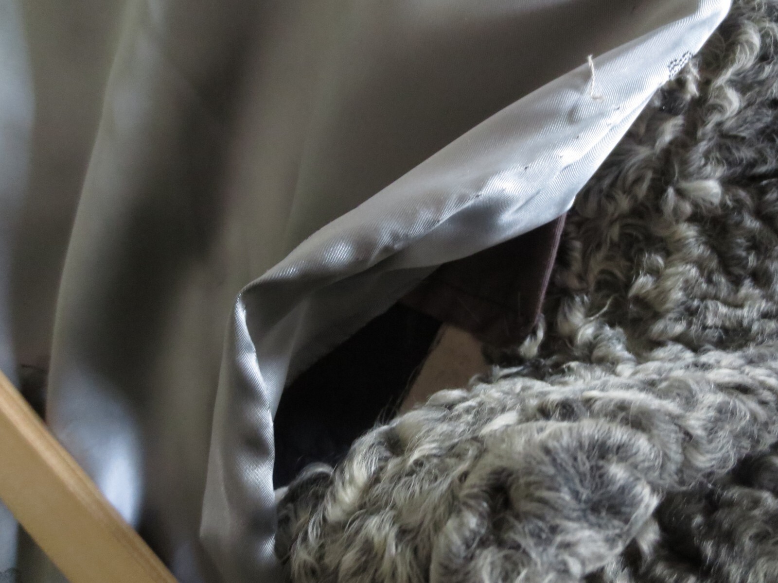 LADIES Norman Littmann CURLY LAMB FUR COAT w/HALF BELT &MINK FUR COLLAR W/Hanger