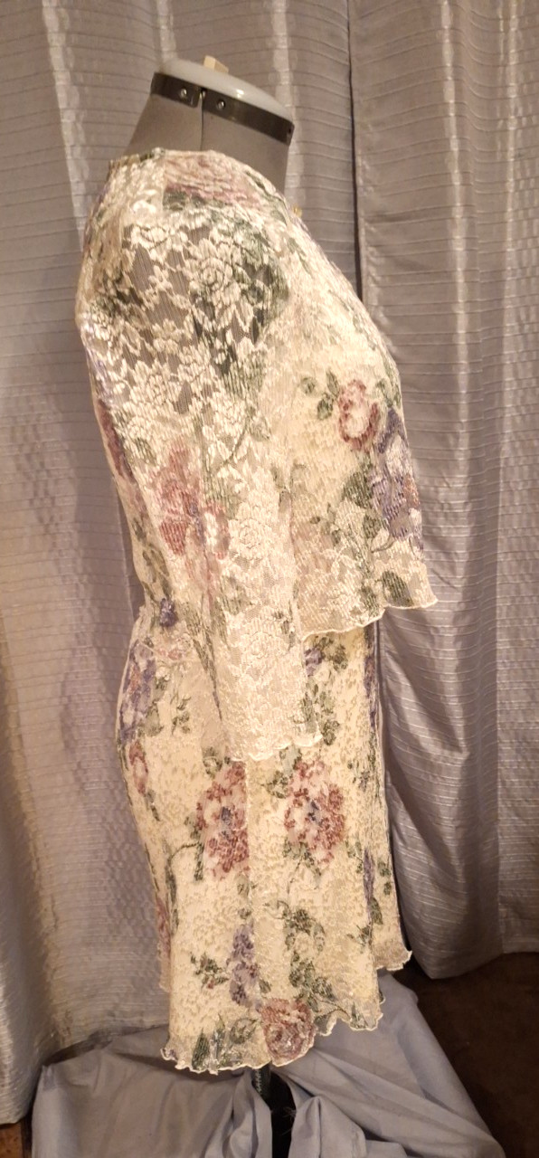 Vintage SHAR ADE of CA Womens 12P Ribbed Garden Floral Dress With Jacket
