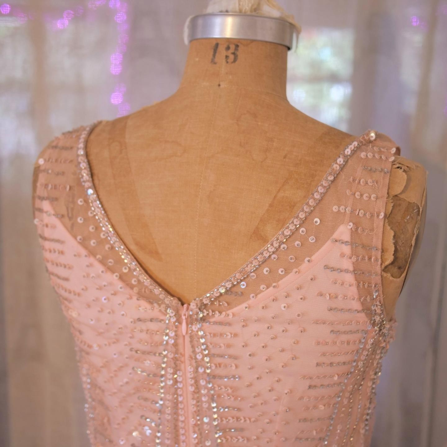 vtg 90s CACHE Y2K Pink Sequins Beaded Mermaid Maxi Dress Whimsigoth Fairycore 2